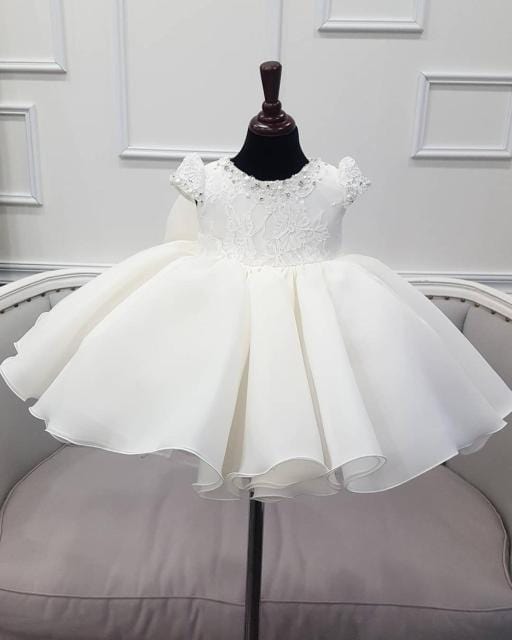 Ivory / 24M Beaded Tulle Baby Girl Dress