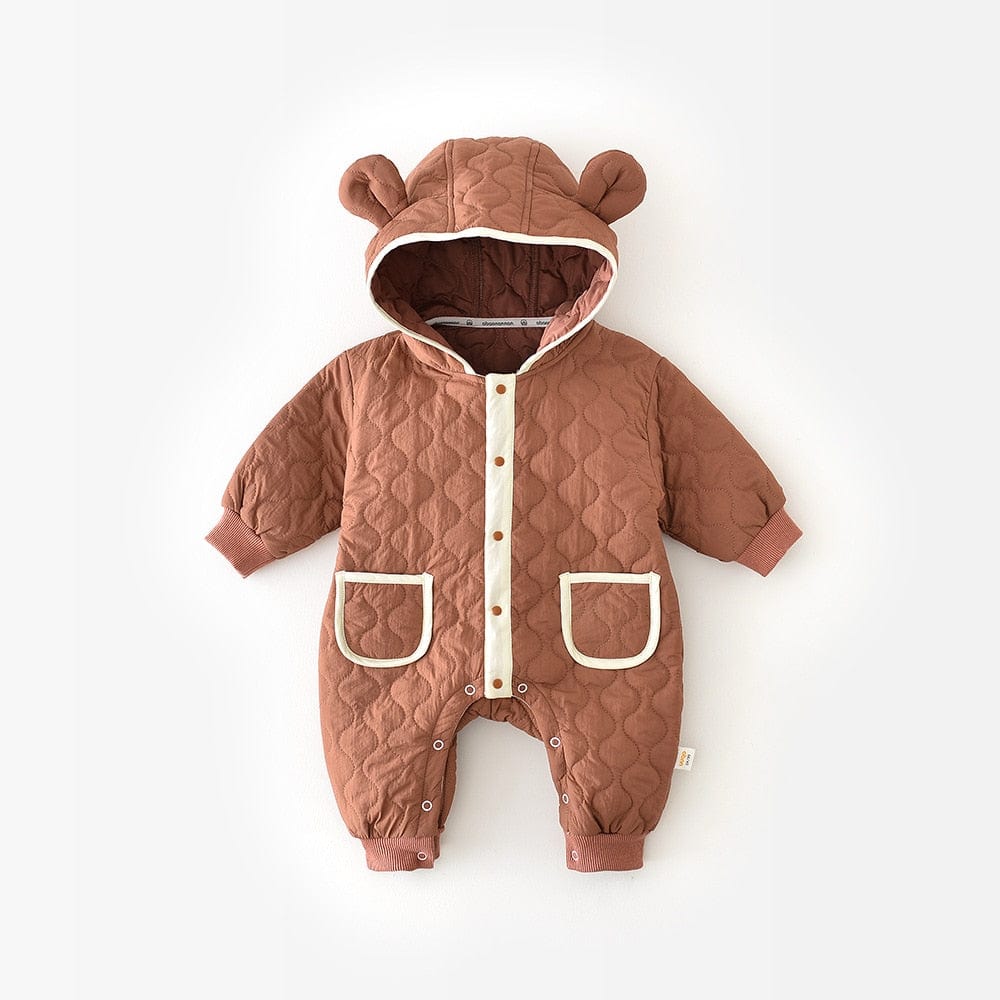 23068 brown / 6M Bear Ear Baby Boys Rompers