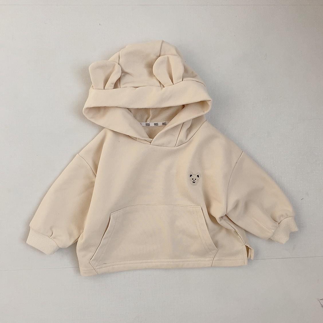 beige / 6M  66cm Bear Hooded Sweatshirt
