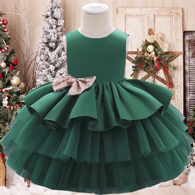 Girl's Clothing dark green / 9M Big Bow Baby Girl Dress