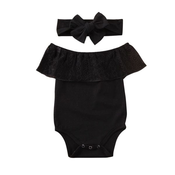 6M Black Baby Romper