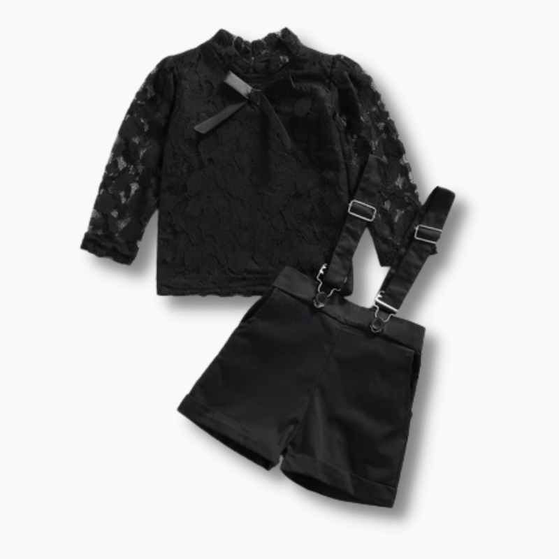 Girl&#39;s Clothing Black Lace Top Outfit