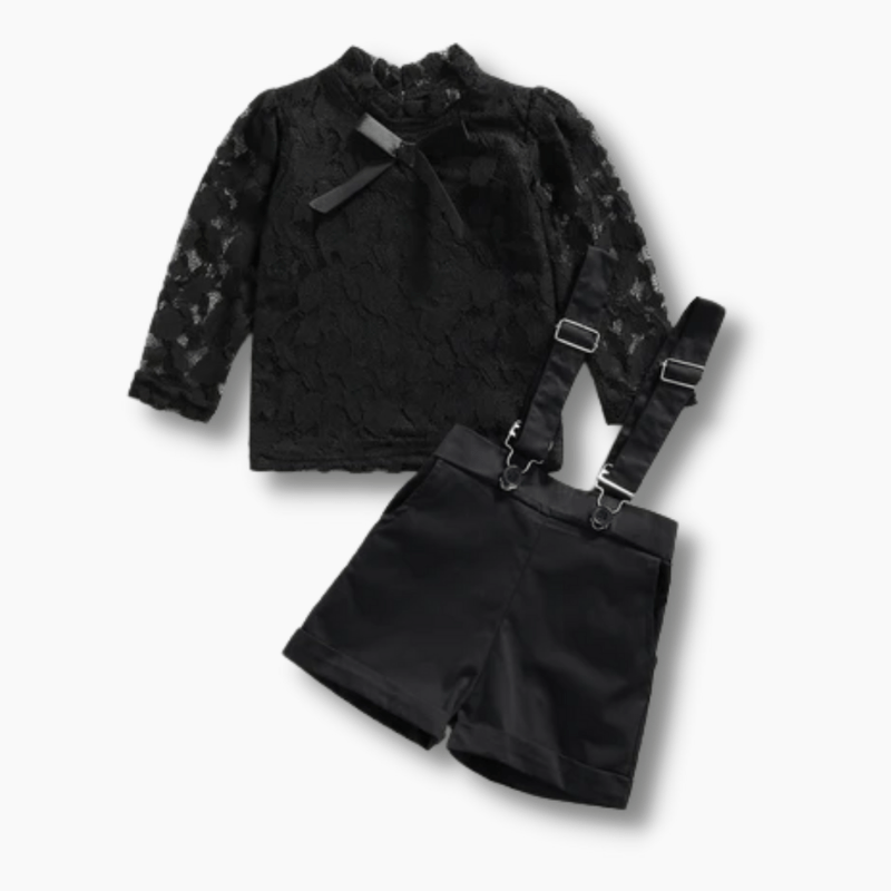 Girl's Clothing Black Lace Top Outfit