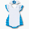 Blue and White Ruffle Baby Romper