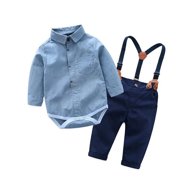 Polka Tots Full Sleeve Denim Onesie with Two Pocket Flap and Lather Patch  Mini Boss - Blue at Rs 479.20 | Baby Romper | ID: 2852130291748