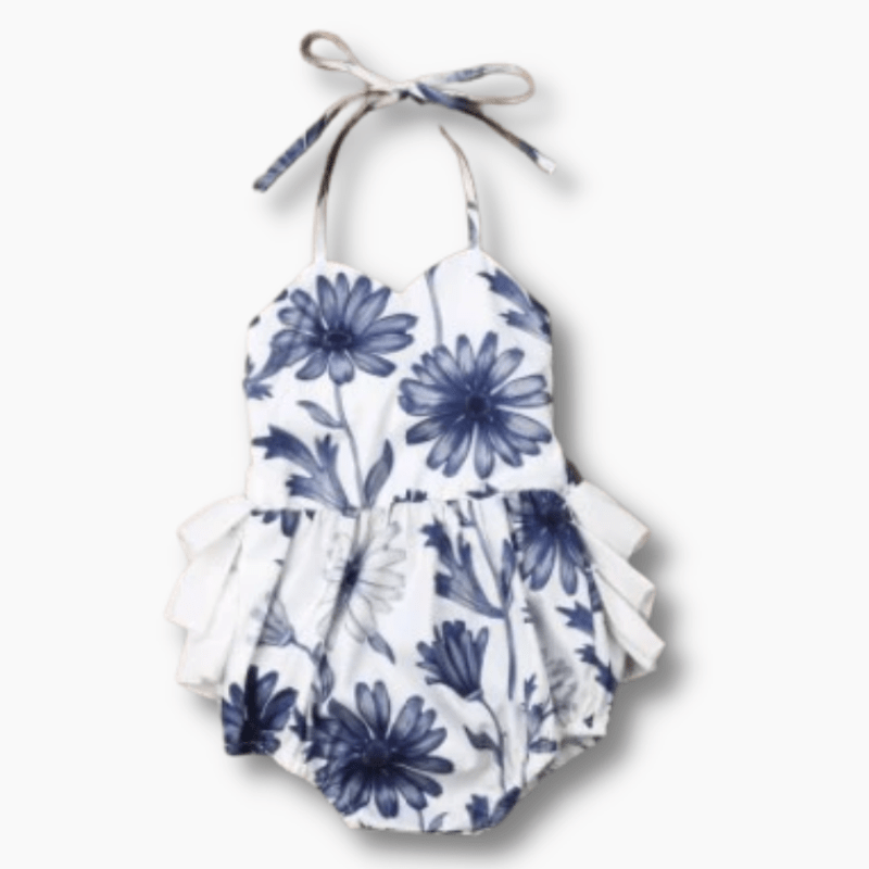 Blue Floral Baby Romper