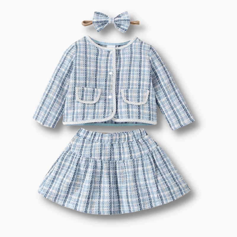 Baby & Toddler Blue Plaid Skirt and Jacket Set