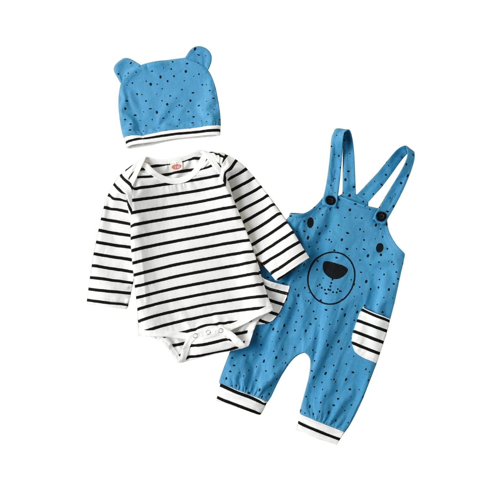 Boy's Clothing Blue Suspender Trousers and Cap