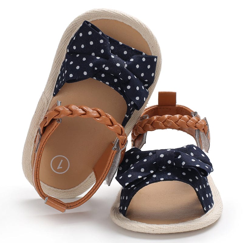 Baby &amp; Toddler Dark Blue Dot / 0-6 Months Bow Decor Toddler Sandals