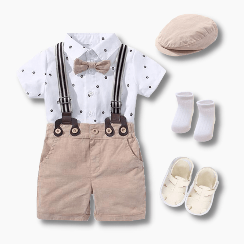 Boy's Clothing Bow Outfit Hat + Rompers