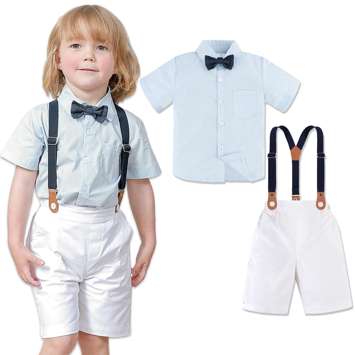 Straps set 11 / 12-18 Months / China Bow Tie Tops+Suspender Shorts Set