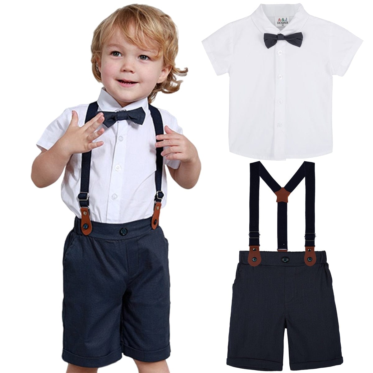 Straps set 8 / 12-18 Months / China Bow Tie Tops+Suspender Shorts Set