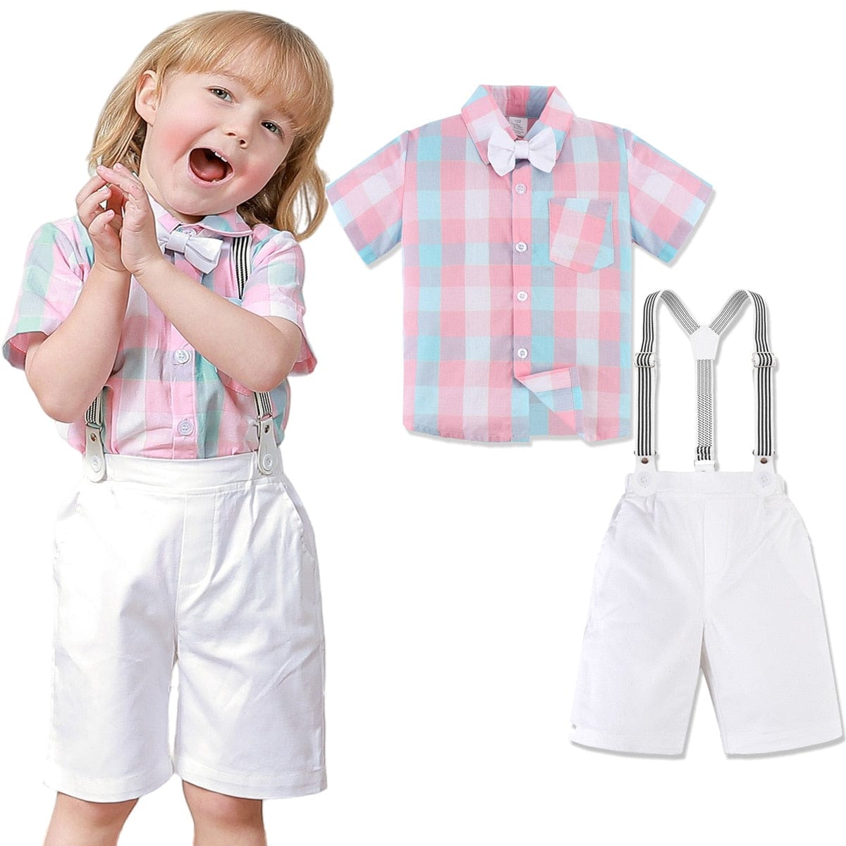 Straps set 10 / 12-18 Months / China Bow Tie Tops+Suspender Shorts Set