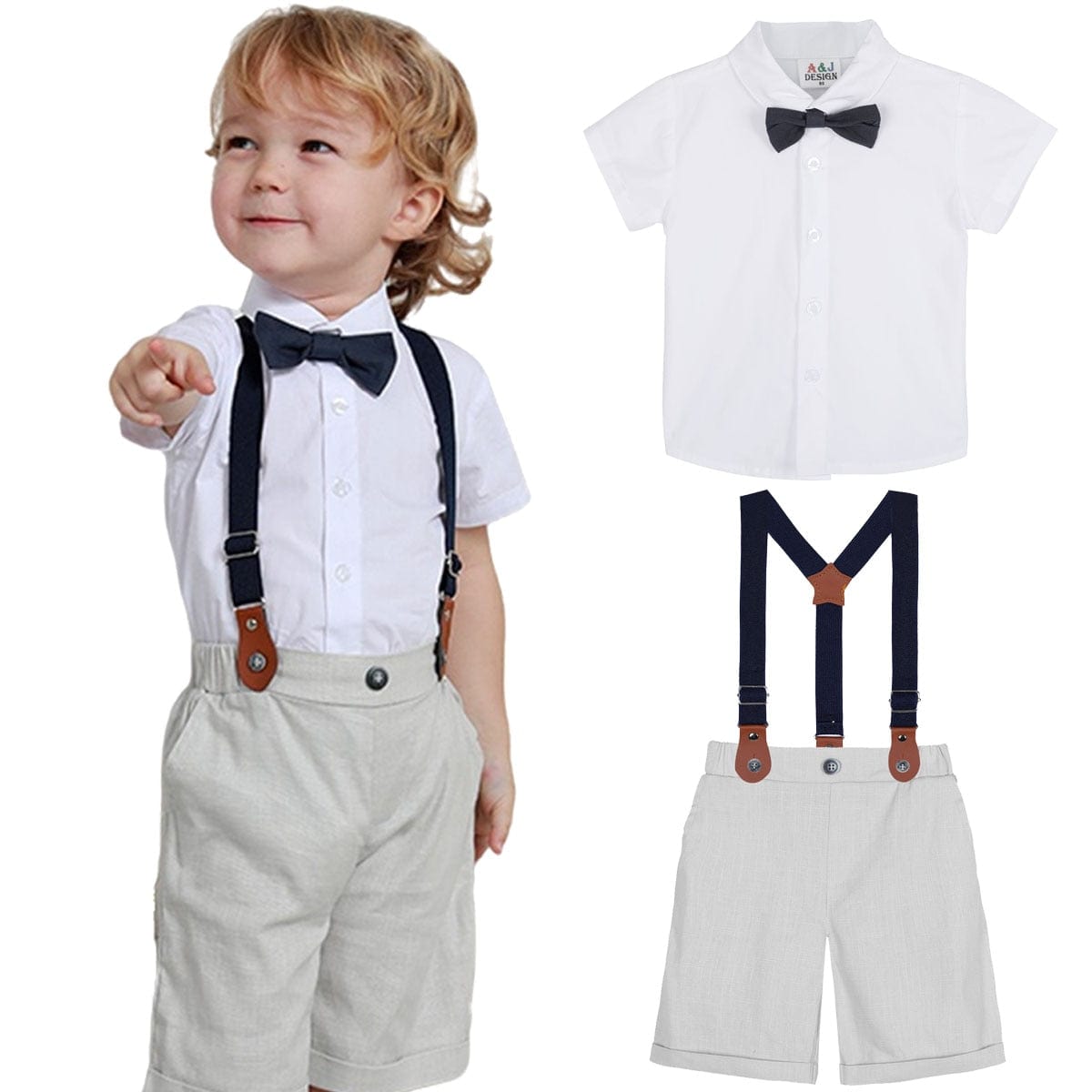 Straps set 3 / 12-18 Months / China Bow Tie Tops+Suspender Shorts Set