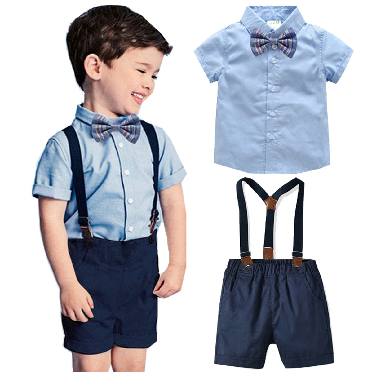 Straps set 1 / 12-18 Months / China Bow Tie Tops+Suspender Shorts Set