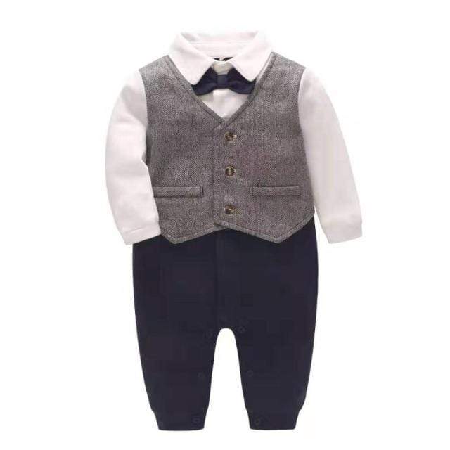 Boy's Clothing Gray / 3M Bowtie Gentlemen Romper