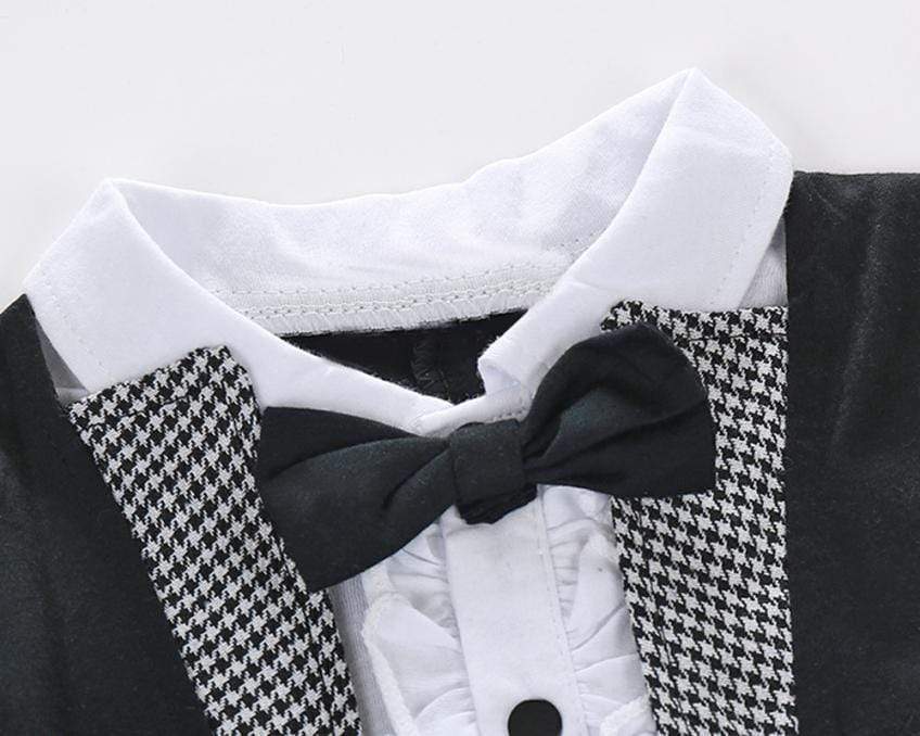 Boy's Clothing Bowtie Plaid Swallowtail Jumpsuit Outfits