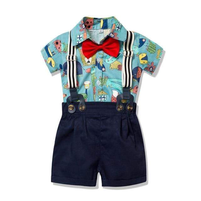 Boy's Clothing KB6014 Green Navy / 3M / China Boy Animal Print Romper Outfit