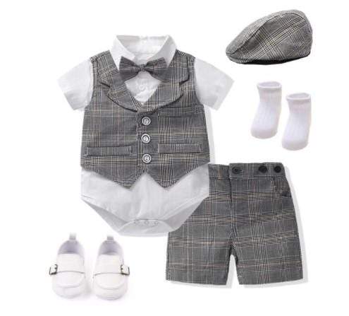 Boy's Clothing Grey Hat / 3M Boy Checked Outfit