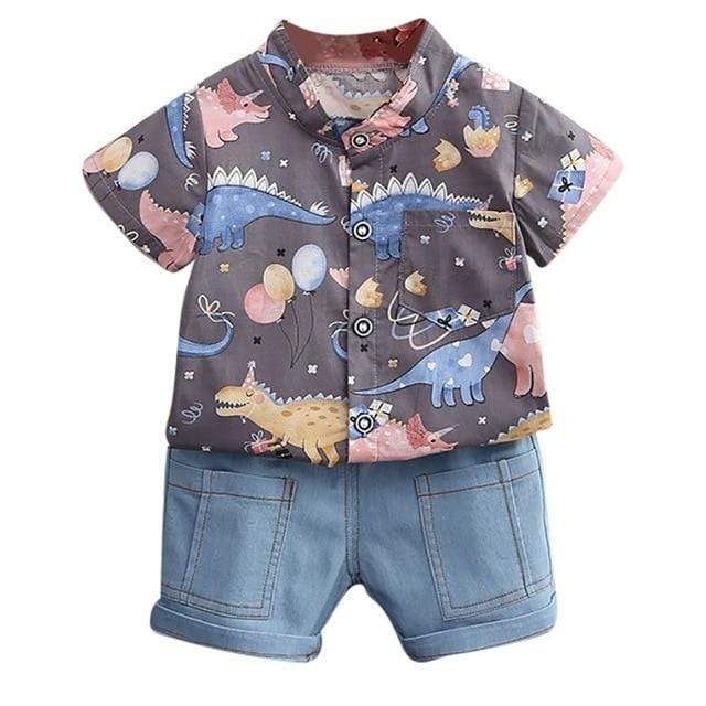 Boy's Clothing Tan / 1-2T Boy Dinosaur Print Outfit