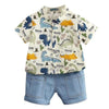 Boy&#39;s Clothing White Blue / 1-2T Boy Dinosaur Print Outfit