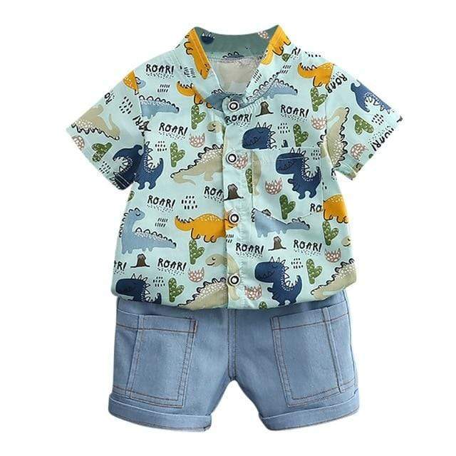 Boy's Clothing Light Blue / 1-2T Boy Dinosaur Print Outfit