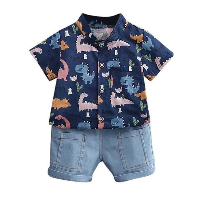 Boy's Clothing Dark Blue / 1-2T Boy Dinosaur Print Outfit