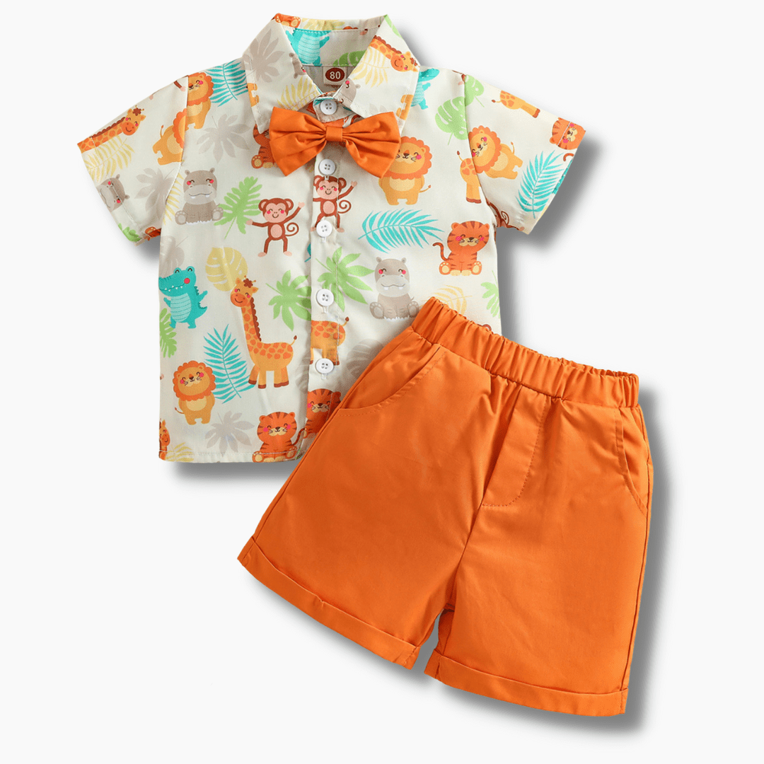Baby & Toddler Boy Graphic Animal Print Orange Shorts Outfit