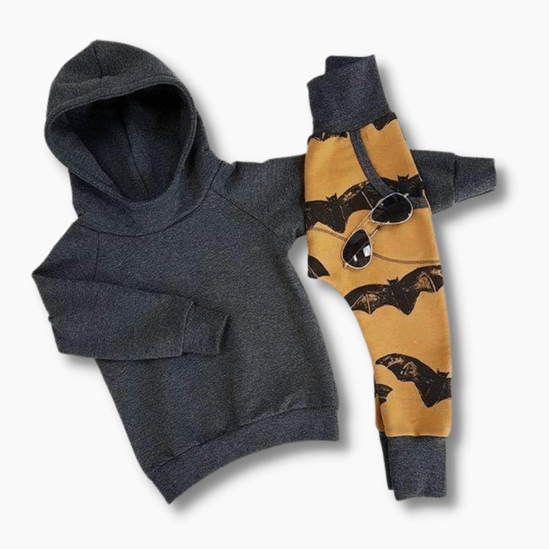 Boy Hoodie and Bat Print Jogger Set