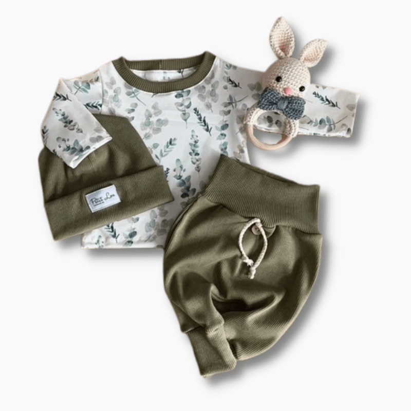 Boy Leaf Print Sweatshirt Outfit