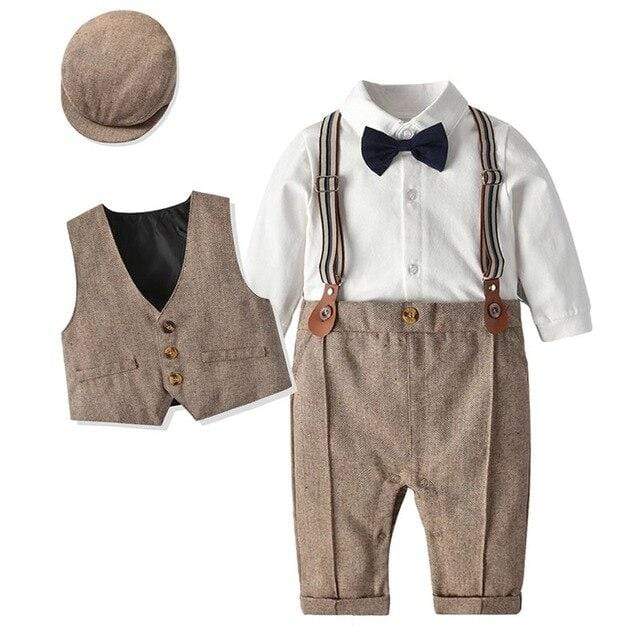 Boy's Clothing Brown Set / 66 (6-9M) Boy Smart Set with Hat