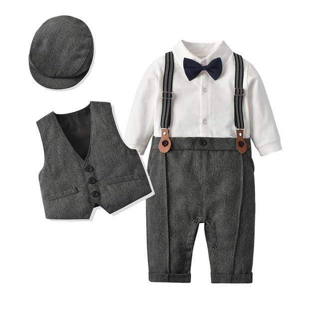 Boy's Clothing Dark gray set / 59 (3-6M) Boy Smart Set with Hat