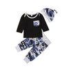 Blue / 6M Boys Camouflage Top Long Pants Hat Outfits