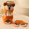 Orange Boys Mittens Hat Scarf Animal Printed Beanie Cap