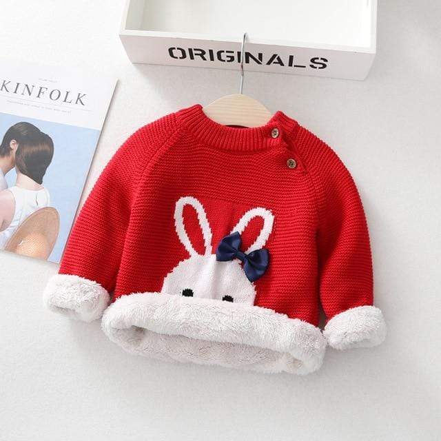 Girl's Clothing Red / 0-6M Bunny Embroidery Sweater