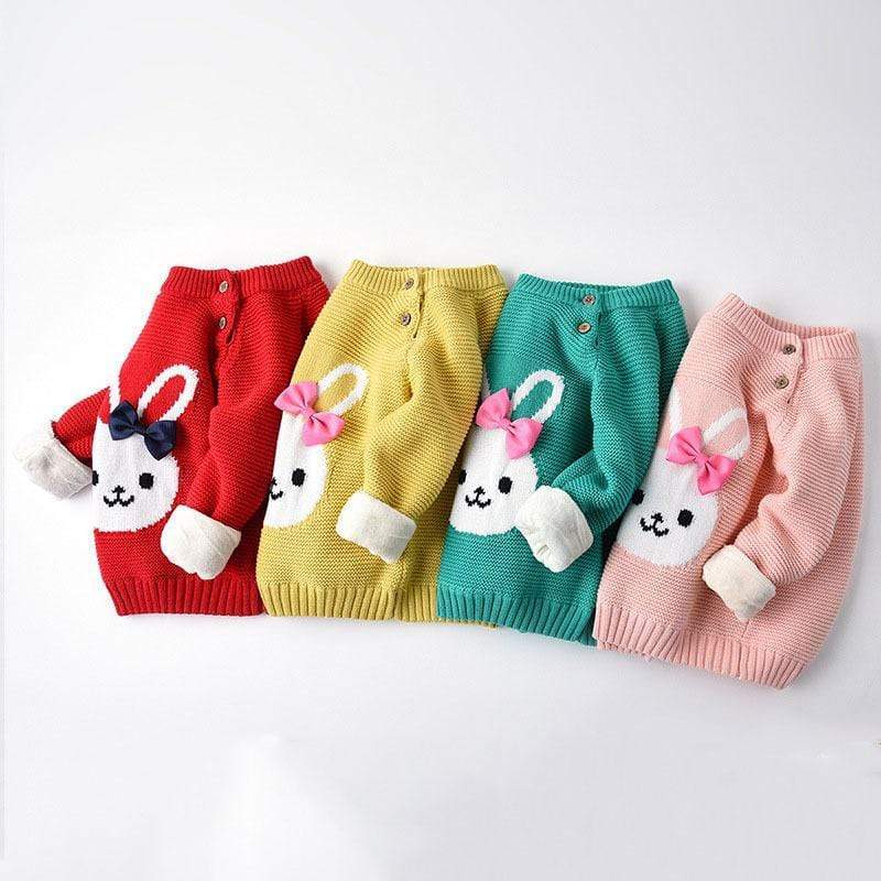 Girl's Clothing Bunny Embroidery Sweater