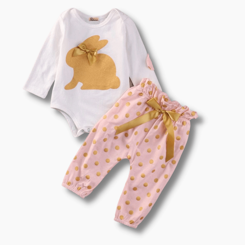 Bunny Print Polka Dot Girl Outfit