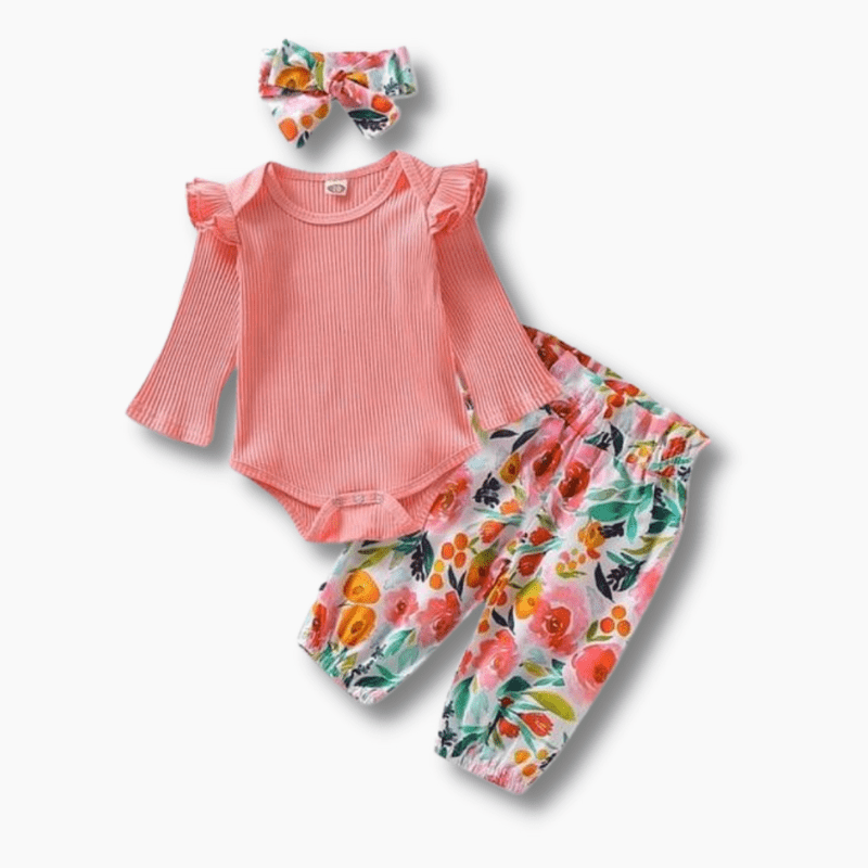 Girl's Clothing Butterfly Sleeve Floral Outfit