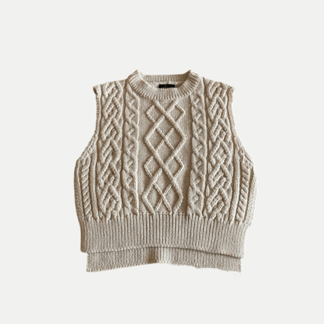 Girl's Clothing Beige White / 12M Cable Knit Sweater Vest