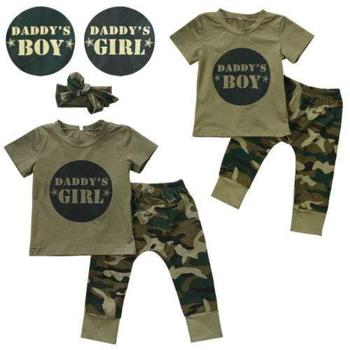 unisex Camouflage Baby DADDYS Boys Girls