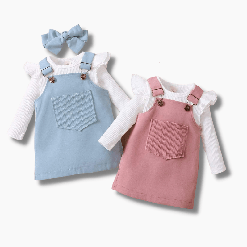 Girl's Clothing Candy Color Dungaree Dress Outfit