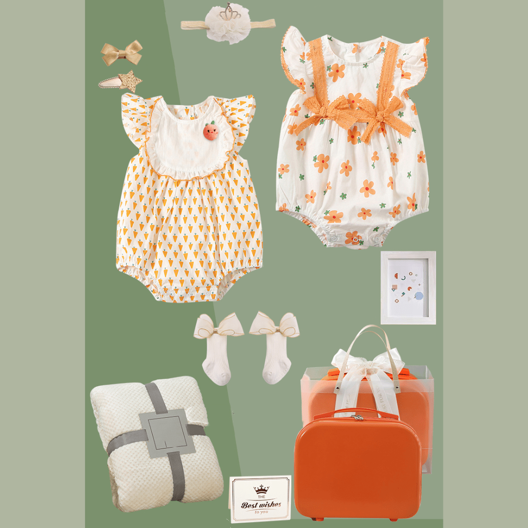 1-3M / B Carrot Print Baby Gift Set