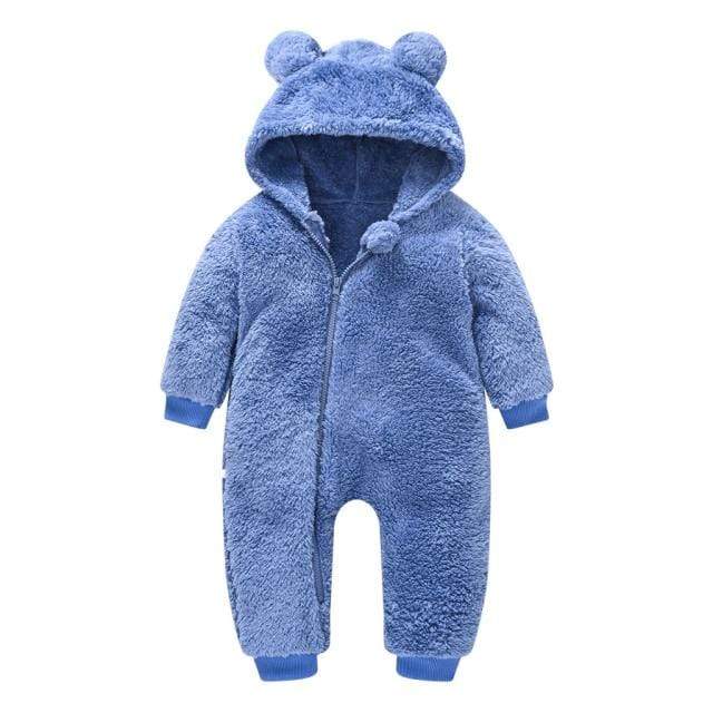 Blue / 70 3M-6M Cartoon Bear Rompers