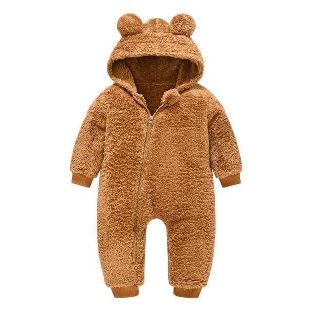 Brown / 100 3T Cartoon Bear Rompers