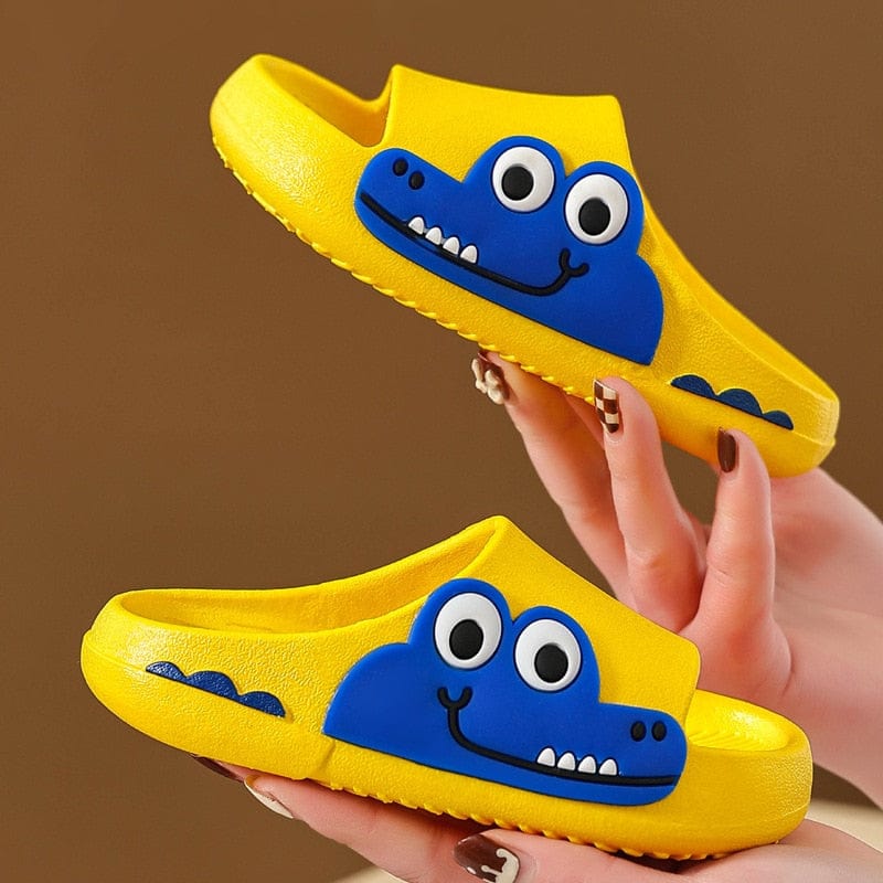 YELLOW / 24-25(insole 15cm) Cartoon Crocodile Children Slippers