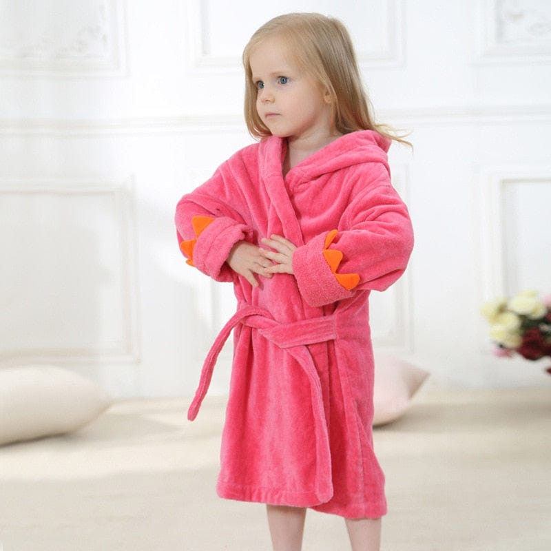 Rose Red / 2T Cartoon Dinosaur Children Bathrobes