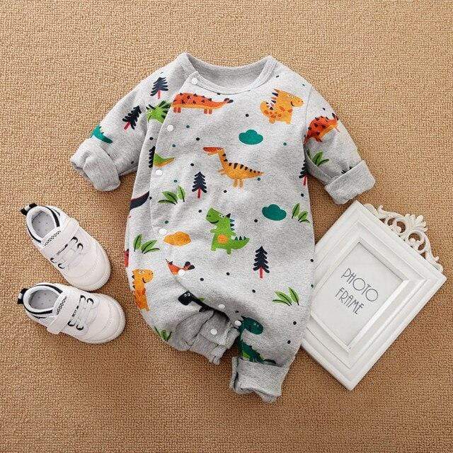 Gray Dinosaur / 0-3M Cartoon Dinosaur Costume Baby's Rompers