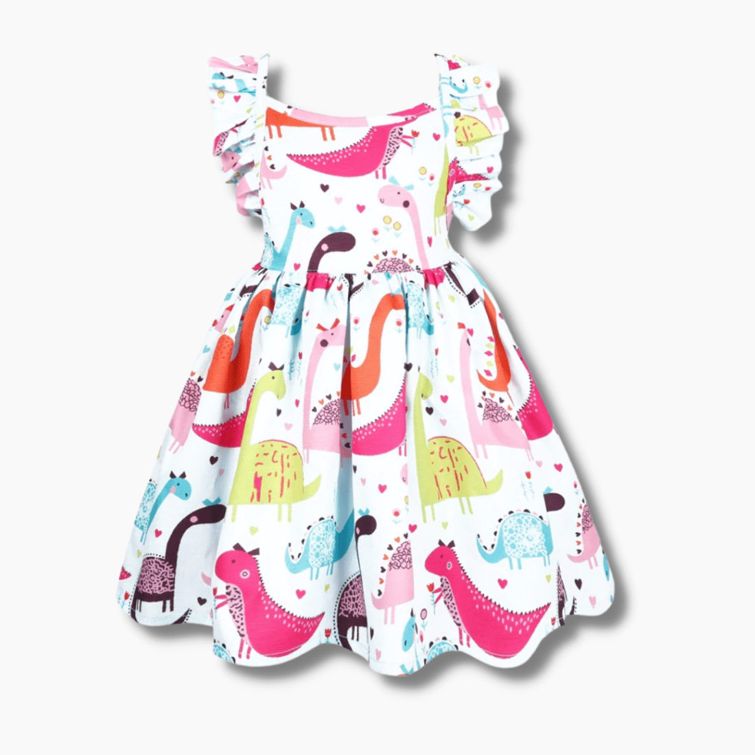 Girl's Clothing Cartoon Dinosaur Print Dress