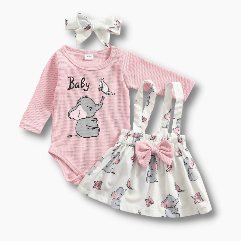 Girl&#39;s Clothing Cartoon Elephant Romper Outfit