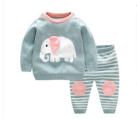 Boy's Clothing green / 6M Cartoon Elephant Sweater Set